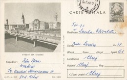 25619- TRAM, TRAMWAY, ORADEA BRIDGE, POSTCARD STATIONERY, 1968, ROMANIA - Tranvie