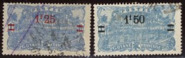 Guyane - Oblitéré - Charnière  Y&T 1924 N° 103 Et 104 Place Des Palmiers à Cayenne  Surchargé 1f25 Et 1f50 Sur 1f - Used Stamps