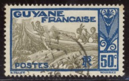 Guyane - Oblitéré - Charnière  Y&T 1929 N° 120 Pirogue Sur Le Maroni 50c Bleu Et Gris-olive - Used Stamps