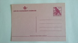 Belgique  :Entier Postal :Avis De Changement D'Adresse  Neuf - Avviso Cambiamento Indirizzo