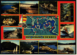 Der Schöne Edersee  -  Mit Schloss , Waldeck Und Staumauer  -  Mehrbild-Ansichtskarte Ca. 1980    (4922) - Waldeck