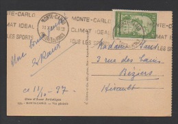 DF / MONACO / SUR CP / TP 122 RAVIN ET EGLISE STE DEVOTE / OBL. MONTE-CARLO 11 X 37 PRINCIPAUTE DE MONACO - Cartas & Documentos