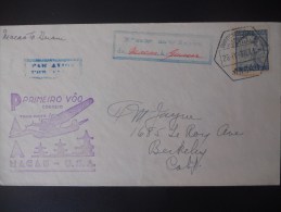 Macao Lettre De Macau 1937 Pour Berkeley - Cartas & Documentos