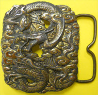 Magnifique Dragon Boucle De Ceinture Bergamot Brass Works Belt Buckle à Nettoyer Original Qenuine Voir Scans Pour Détail - Ceintures & Boucles