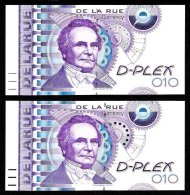 2 Test Notes DE LA RUE "Babbage", Typ 1 + Typ 2, Gr. + Kl. Pkte., Testnoten , Eins. Druck, RRR, UNC, SPECIMEN - Andere & Zonder Classificatie