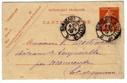 CARTE LETTRE  ENTIER POSTAL SEMEUSE 10 C  -  CACHET BORDEAUX  1910 - Letter Cards