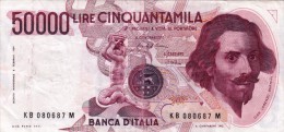 Banconota/Banconote-Monete-50.000 LIRE -BERNINI-SERIE KB 080687 M- Buona Conservazione-AUTENTICA AL 100%- 2 SCAN- - 50000 Lire