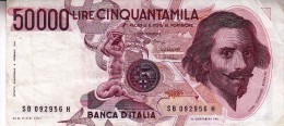 Banconota/Banconote-Monete- 50.00 LIRE -BERNINI-SERIE SB 092956 H-Buona Conservazione-AUTENTICO AL 100%- 2 SCAN- - 50.000 Lire