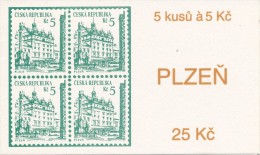 Czech Rep. / Stamps Booklet (1993) 0015 ZS 1 City Plzen (Plague Column; Town Hall; Tramway; Coat Of Arms) (J3706) - Otros & Sin Clasificación