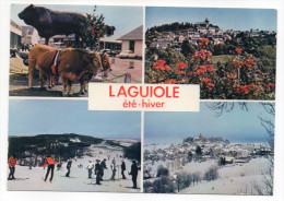 LAGUIOLE-1981--Multivues Animées Attelage De Boeufs,ski Et Vues Générales Eté-Hiver,cpm  éd CAP Théojac - Laguiole