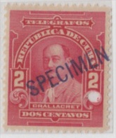 1911-34. CUBA. REPUBLICA. TELEGRAFOS. Ed.93. MNH. 2c. JOSE LACRET MORLOT. SPECIMEN. - Ongebruikt