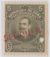 1911-36. CUBA. REPUBLICA. TELEGRAFOS. Ed.95. MNH. 5c. A. MORENO. SPECIMEN. PROOF. - Unused Stamps