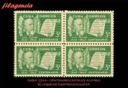 CUBA. BLOQUES DE CUATRO. 1943-02 HOMENAJE AL PRESIDENTE DE ECUADOR ELOY ALFARO. MNG - Nuovi