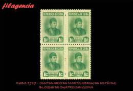 TRASTERO. CUBA. BLOQUES DE CUATRO. 1947-04 CENTENARIO DE MARTA ABREU. MNG - Unused Stamps