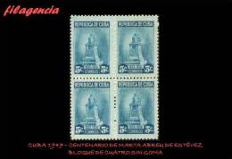 TRASTERO. CUBA. BLOQUES DE CUATRO. 1947-04 CENTENARIO DE MARTA ABREU. MNG - Ungebraucht