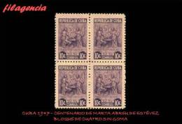 TRASTERO. CUBA. BLOQUES DE CUATRO. 1947-04 CENTENARIO DE MARTA ABREU. MNG - Ungebraucht