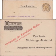 Allemagne 1900. Carte Entier TSC. Manganesit, Produit Pour L'étanchéité Des Canalisations. Gaz, Chemin De Fer, Marine - Gas