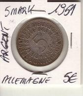 ALLEMAGNE 5 MARK ARGENT 1951 - 5 Mark