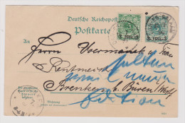 Deutsche Post In Ostafrika 1896-02-10 Dar Es Salaam GS + Zusatz Nach Brenken - África Oriental Alemana