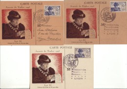 France, Journée Du Timbre, Lyon, 7 Cartes De 1945+1946+1948+1949+1954 ( 200206/003) - Other & Unclassified