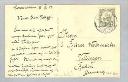 Deutsche Post In Ostafrika Dar-Es-Salam 1913-06-20 AK Nach Villingen - German East Africa