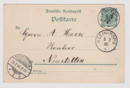 Deutsche Post In Togo 1900-02-05 Klein-Popo Ganzsache P1 Nach Neustettin - Togo