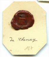 CACHET HISTORIQUE EN CIRE  - Sigillographie - SCEAUX - 187 De Chenay - Seals