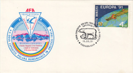 SPITZBERGEN ROMANIAN ARCTIC EXPEDITION, POLAR BEAR, SPECIAL COVER, 1991, ROMANIA - Spedizioni Artiche