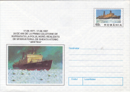 ARKTIKA POLAR ATOMIC ICEBREAKER, SHIP, COVER STATIONERY, ENTIER POSTAL, 1997, ROMANIA - Navires & Brise-glace