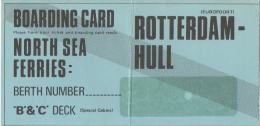 Billet/Ticket.Bateau.Boarding Card. North Sea Ferries. Rotterdam-Hull. - Sonstige & Ohne Zuordnung