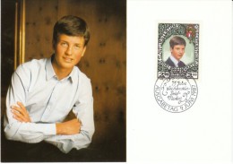 #864, Prince Alois 2 Franc 9 June 1987 Issue, Liechtenstein Royalty Royal Family, Maxicard Cover - Brieven En Documenten