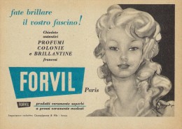 # FORVIL PARIS PARFUMS EAU DE COLOGNE 1950s Advert Pubblicità Publicitè Reklame Perfume Profumo Cosmetics - Sonstige & Ohne Zuordnung
