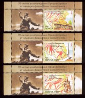 Transnistria 2014, 70 Years Of Liberation Transnistria In The WWII, Set Of 3v With Labels, MNH - Moldavië