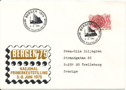 Norway Cover Stampexhibition Bergen 75 3-8/6-1975 Sent To Sweden - Briefe U. Dokumente