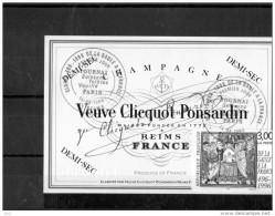 ETIQUETTES + TIMBRE OBLITERE (Veuve Clicquot Ponsardin) - Briefmarken