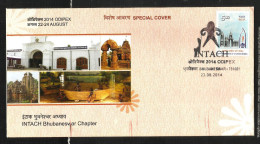 INDIA, 2014, SPECIAL COVER,  ODIPEX, INTACH, Architecture Buildings & Monuments At Bhubneshwar, Bhubaneswar  Cancelled - Lettres & Documents