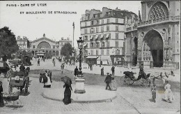 CARTE POSTALE ORIGINALE ANCIENNE : PARIS ; GARE DE L'EST LE BOULEVARD DE STRASBOURG  ANIMEE  PARIS (75) - Gares - Sans Trains