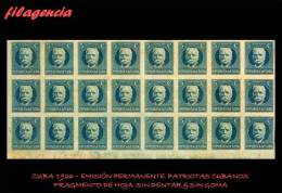 TRASTERO. CUBA MINT. 1926-01 EMISIÓN PERMANENTE. PATRIOTAS CUBANOS. EMISIÓN SIN DENTAR. FRAGMENTO DE HOJA. 0.05 CTV. MNG - Unused Stamps