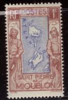 Saint Pierre Et Miquelon  - Neuf - Charnière  Y&T 1932 N° 136 Carte 1c Brun-lilas Et Outremer - Nuevos