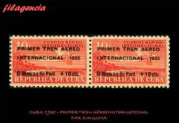 PIEZAS. CUBA MINT. 1935-01 PRIMER TREN AÉREO INTERNACIONAL. EN PAR. MNG - Nuevos