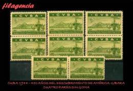 TRASTERO. CUBA MINT. 1944-02 450 AÑOS DEL DESCUBRIMIENTO DE AMÉRICA. SILLA DE GIBARA. LOTE DE OCHO SELLOS. MNG - Unused Stamps