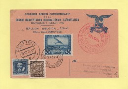 Ballon Belgiqua - Bruxelles Tchecoslovaquie - 1936 - Brieven En Documenten