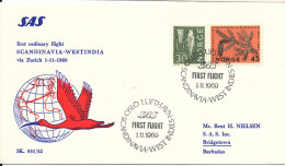 Norway First SAS Flight Cover Oslo - West Indies 1-11-1969 Sent To Bridgetown Barbados - Briefe U. Dokumente