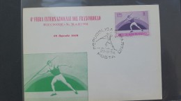 San Marino 1954 6a Fiera Internazionale Del Francobollo,lancio Del Giavellotto, Souvenir Card - Brieven En Documenten