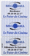 FRANCE LOT 3 CINECARTES MEGARAMA - Movie Cards