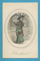 CPA Type Viennoise Série 513 1-4 Art Nouveau Médaillon Gaufré Jeune Femme Bonne Année - Non Classés