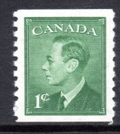 Canada 1950 No ´Postes´ Definitives Coils - 1c Green HM - Nuovi