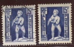 Algérie - Oblitéré - Charnière  Y&T 1952 N° 290 Enfant à L'Aiglon Timbre 15f Bleu - 2 Nuances - Usati