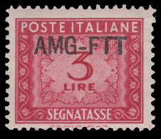 Italia – Trieste Zona A (AMG FTT): SEGNATASSE Del1947/52 Soprastampa Su Una Riga - Lire 3 Carminio - 1949/54 - Postage Due