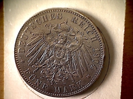 Allemagne 5 Mark 1904 A - Wilhelm II König Von Preussen VZ +++ ( Kleiner Randfehler )  #KM 523 - 2, 3 & 5 Mark Silver